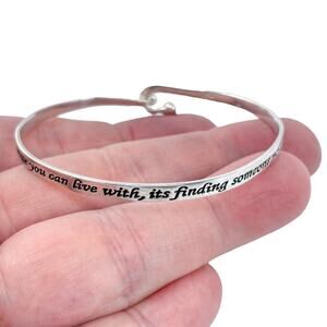 Estate Sterling Silver 925 Love Quote Bangle Bracelet 6.75"